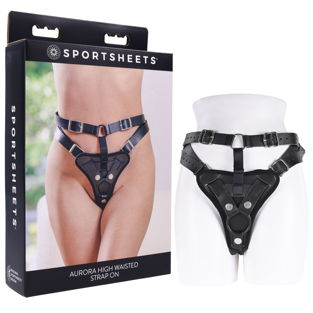 Sportsheets Aurora High Waisted Strap On Harness - Black