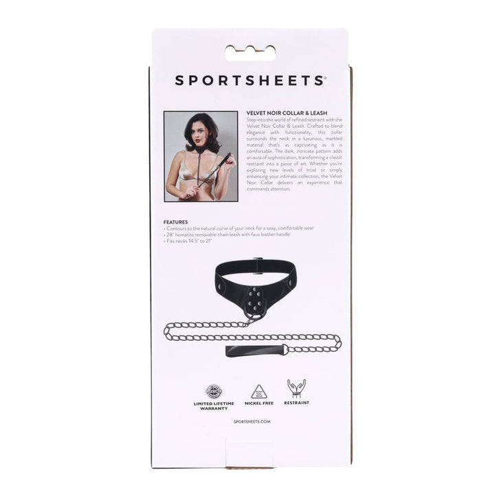 Sportsheets Velvet Noir Collar & Leash - Black