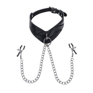 Sportsheets Velvet Noir Collar & Nipple Clamps - Black