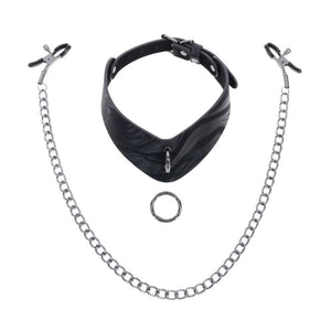 Sportsheets Velvet Noir Collar & Nipple Clamps - Black