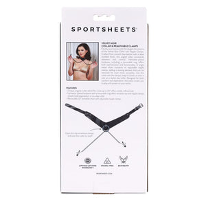 Sportsheets Velvet Noir Collar & Nipple Clamps - Black