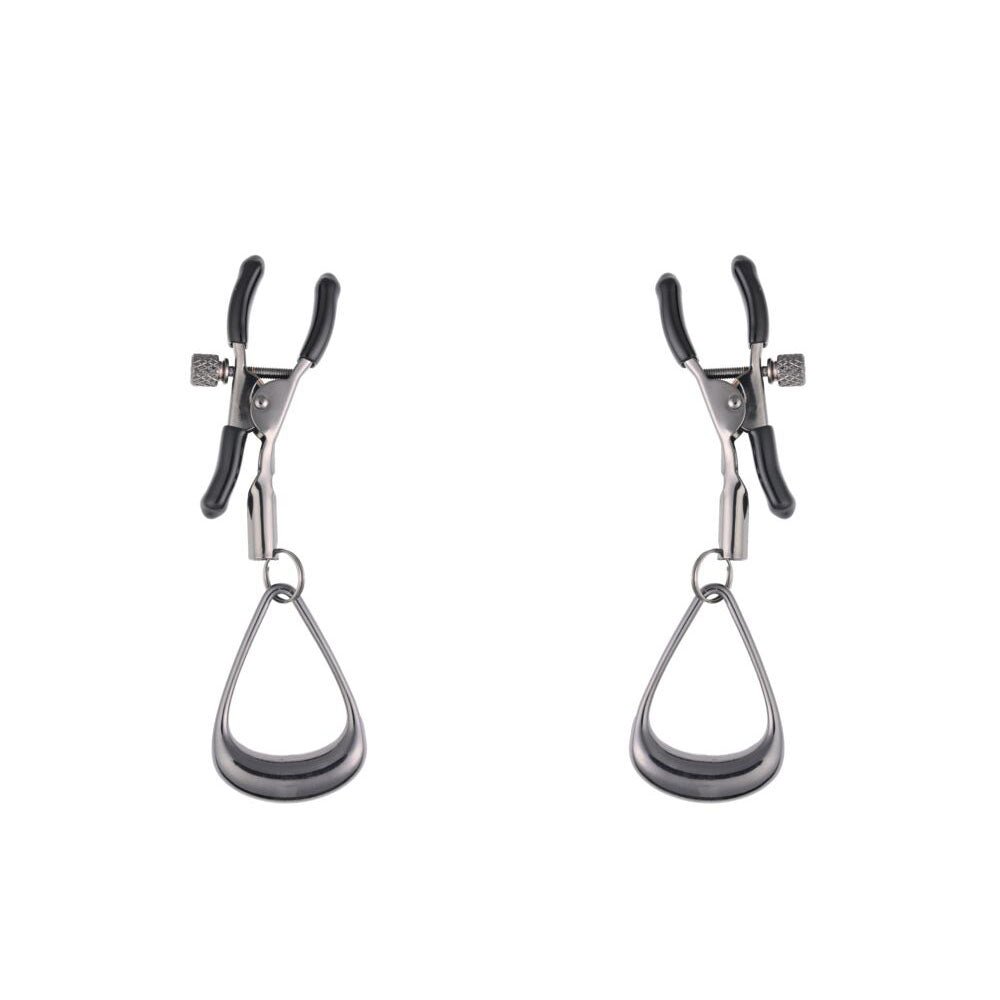 Sportsheets Velvet Noir Tuggable Nipple Clamps - Gunmetal