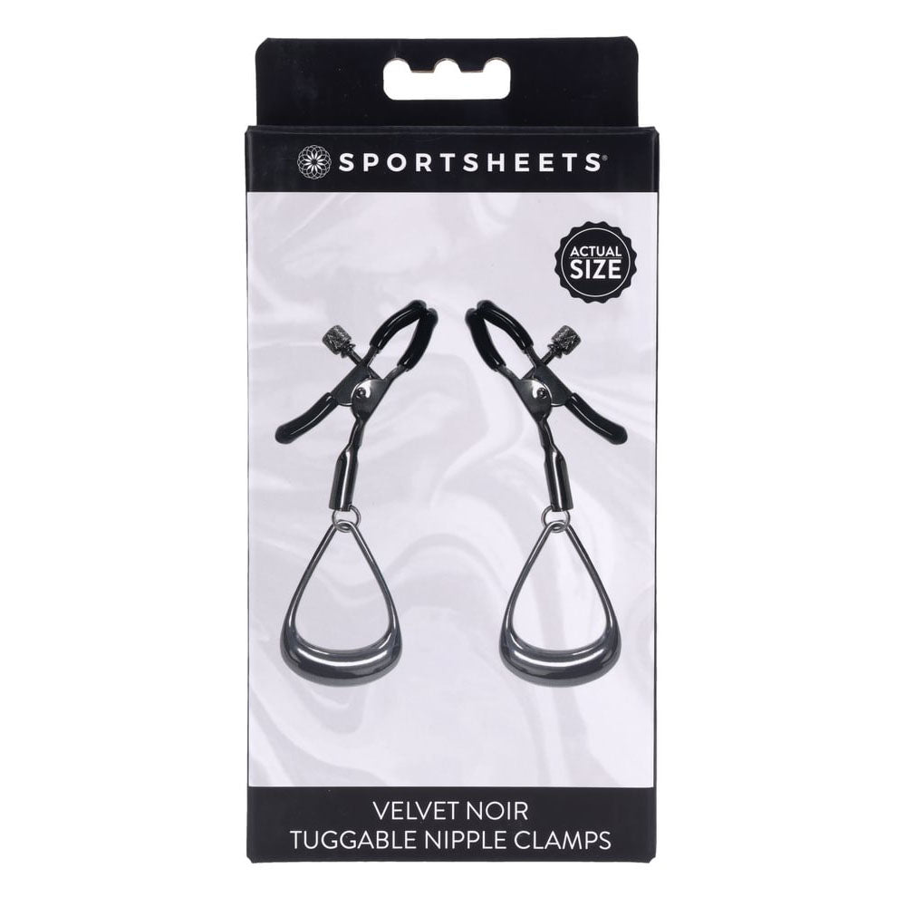 Sportsheets Velvet Noir Tuggable Nipple Clamps - Gunmetal