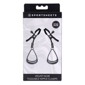Sportsheets Velvet Noir Tuggable Nipple Clamps - Gunmetal