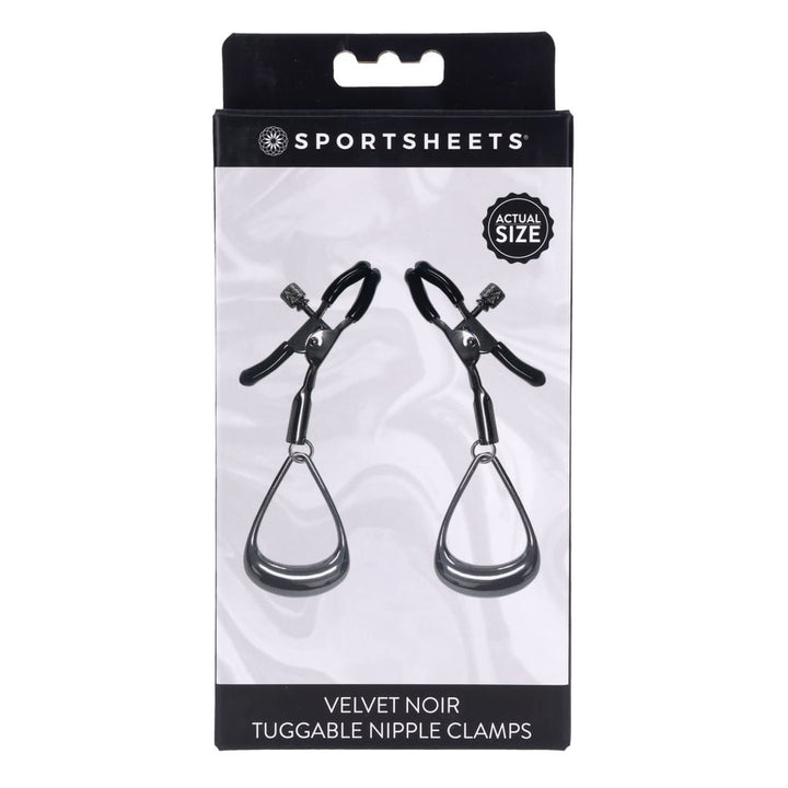 Sportsheets Velvet Noir Tuggable Nipple Clamps - Gunmetal