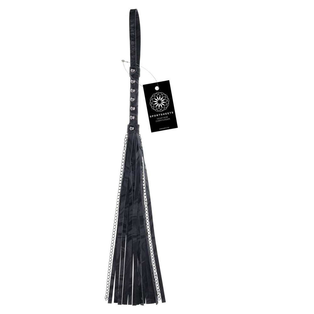 Sportsheets Velvet Noir Chain Flogger - Black