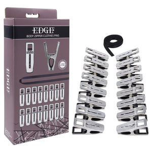 Edge Body Zipper Clothes Pins - Set of 16