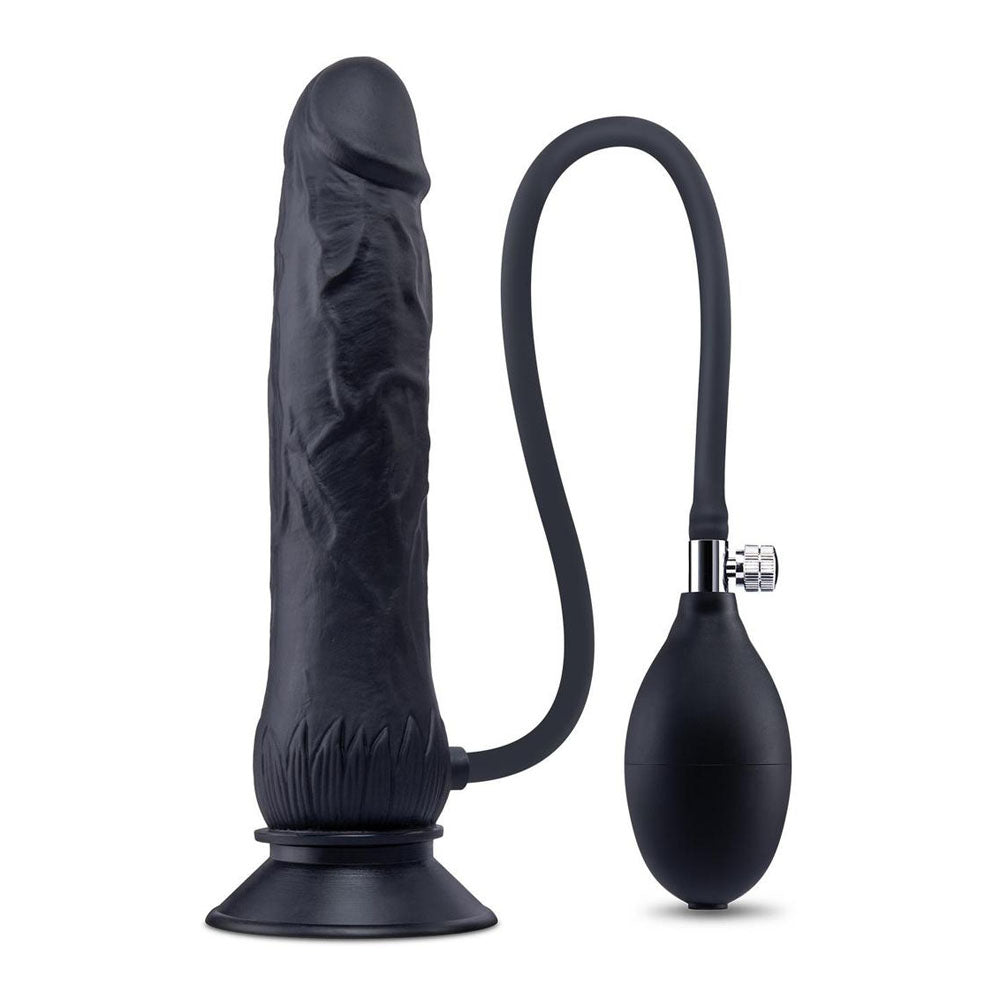 Size Up 7.5 Inch Inflatable Dildo with Balls - Black