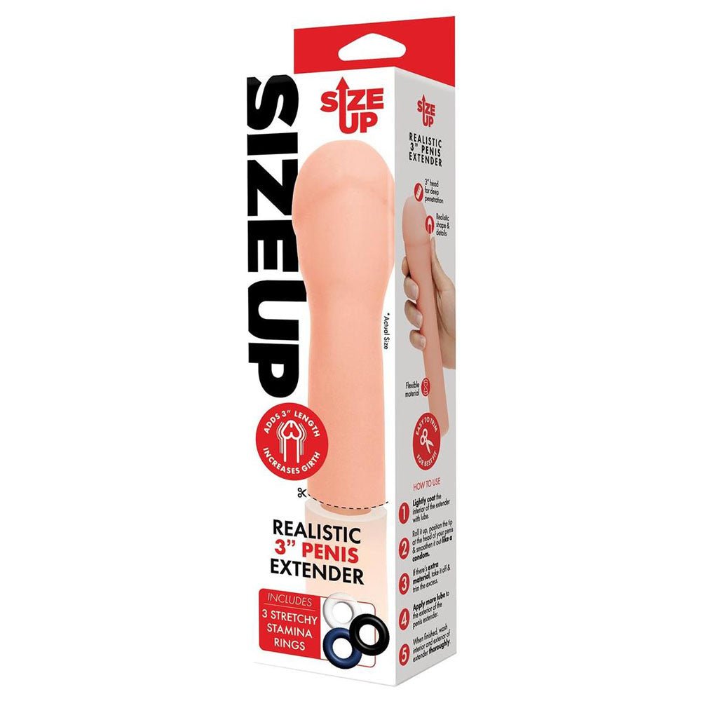 Size Up Realistic 3 Inch Penis Extender - Flesh