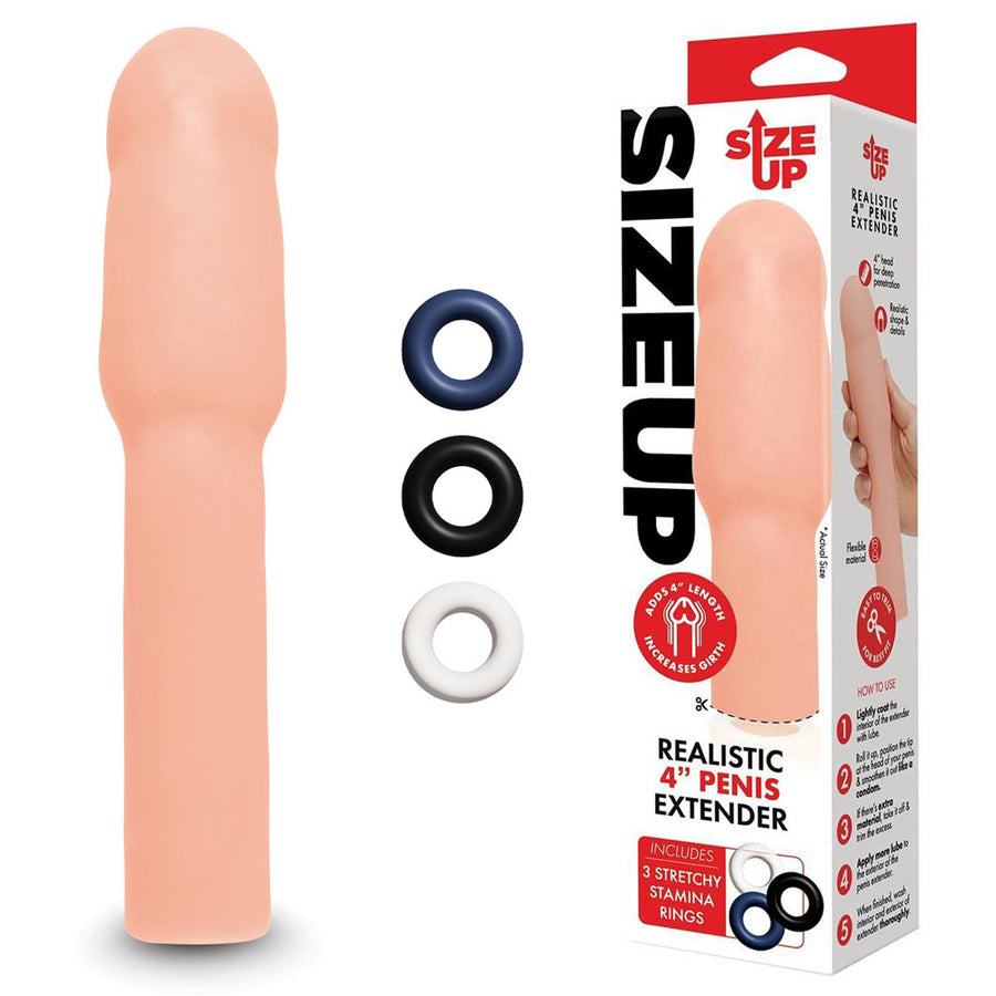 Size Up Realistic 4 Inch Penis Extender - Flesh