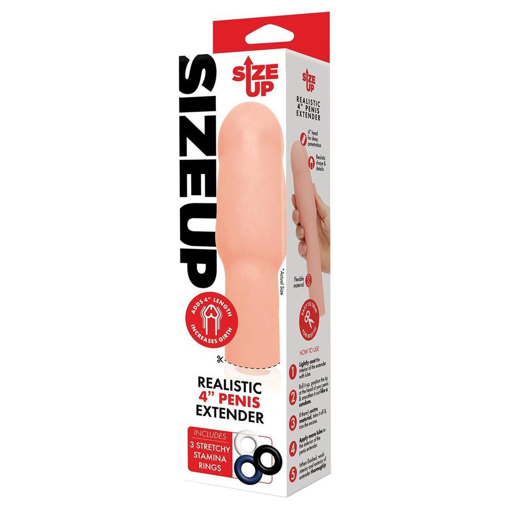 Size Up Realistic 4 Inch Penis Extender - Flesh