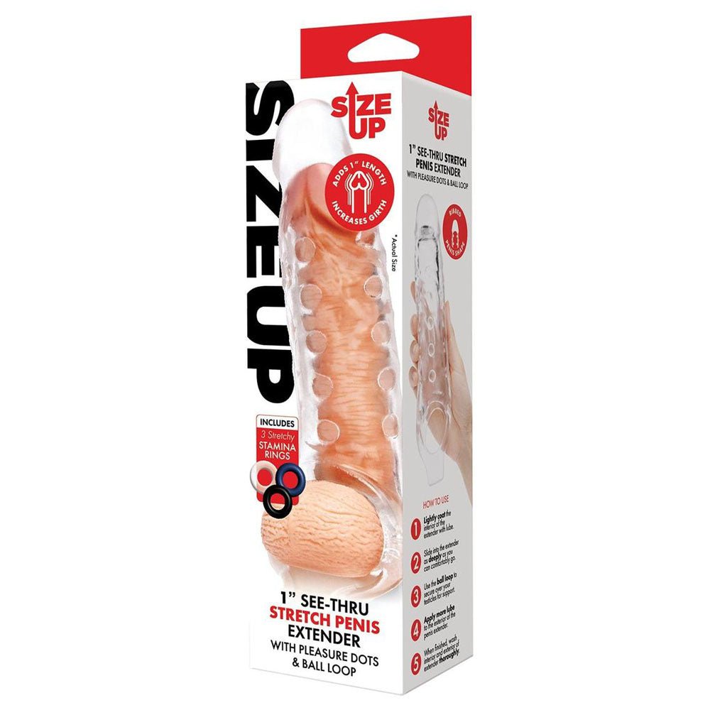 Size Up 1 Inch See-Thru Stretch Penis Extender