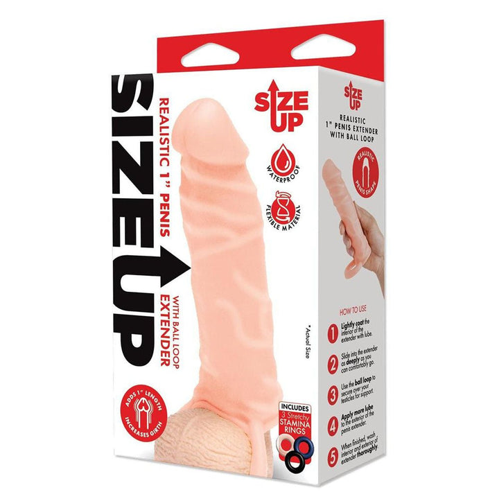 Size Up Realistic 1 Inch Penis Extender - Flesh