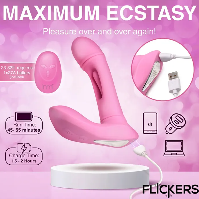 Inmi Flickers G-Flick Vibrator With Remote - Pink