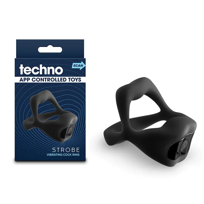 Techno - Strobe - Vibrating Cock Ring With App Control - Black