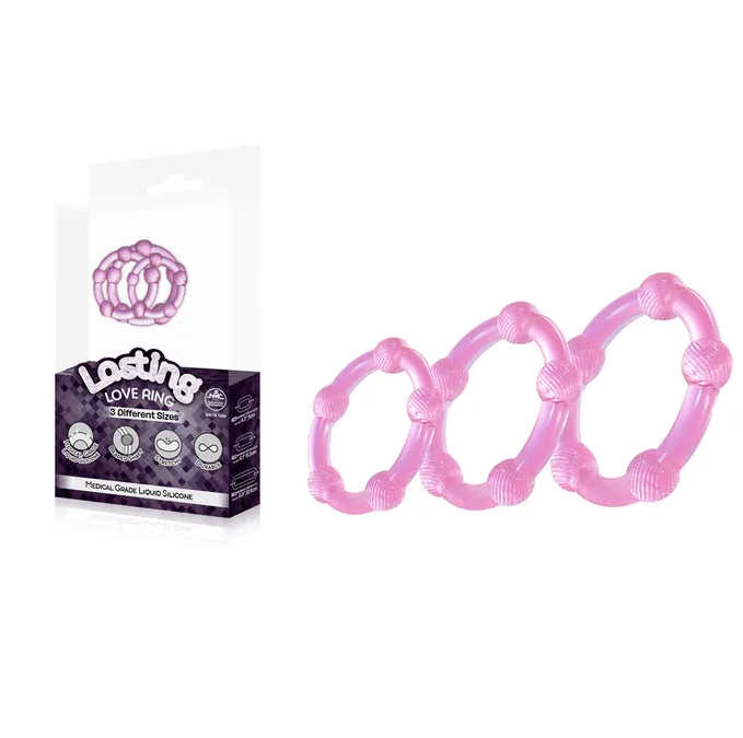 Lasting Love 3 Piece Cock Ring Set -  Pink