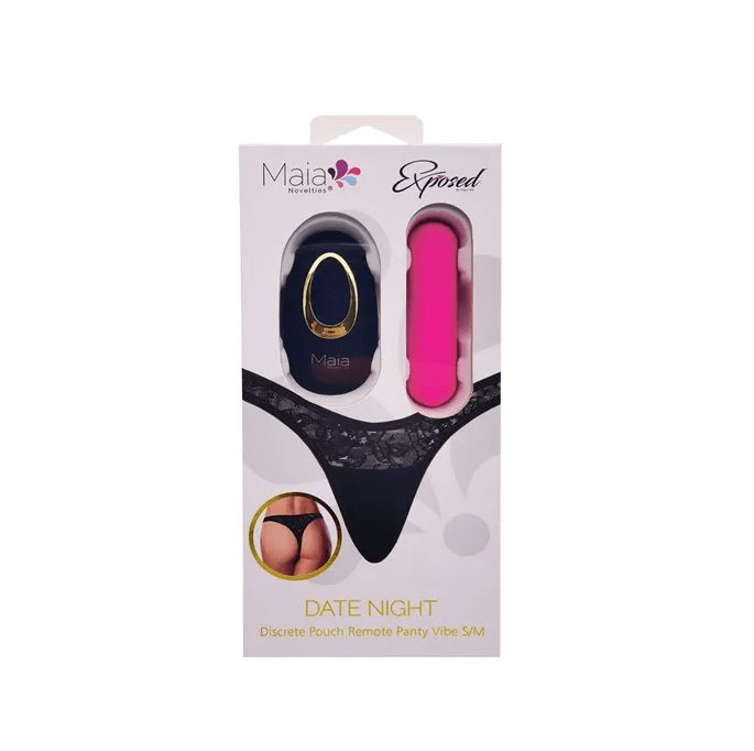 Maia Date Night 420 L/XL Black Panty with Pink Bullet Vibe