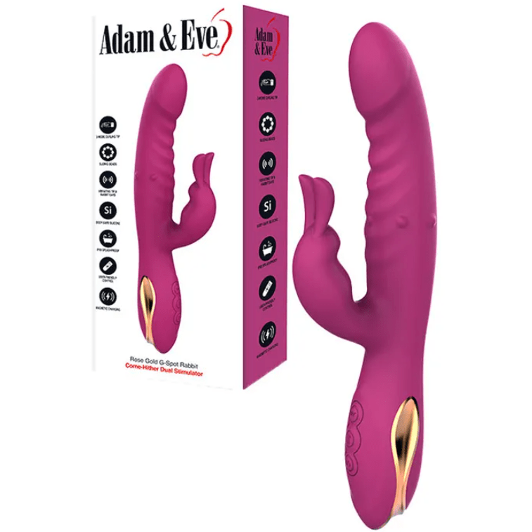 Adam & Eve Rose Gold G-Spot Rabbit Vibrator with Flicking Tip - Purple