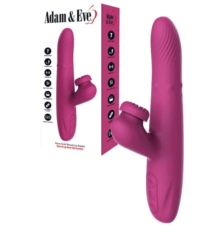 Adam & Eve Rose Gold Spinning Thrusting Rabbit Vibrator - Purple