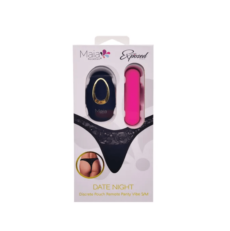 Maia Date Night Panty Vibrator & Remote S/M - Black