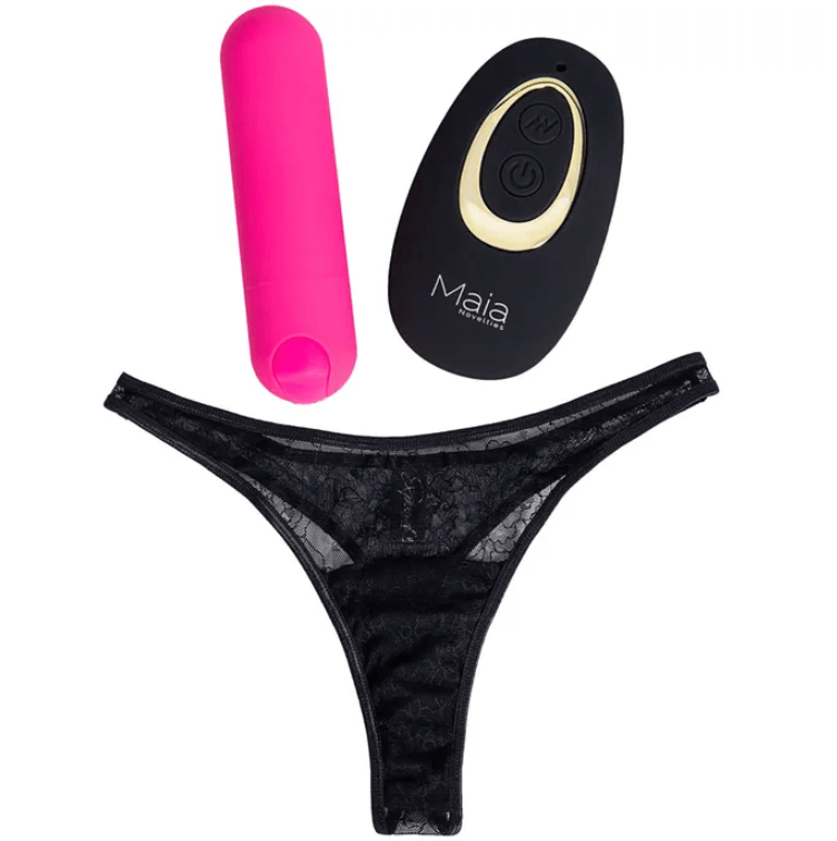 Maia Date Night Panty Vibrator & Remote S/M - Black