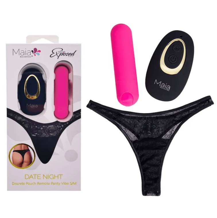 Maia Date Night Panty Vibrator & Remote S/M - Black