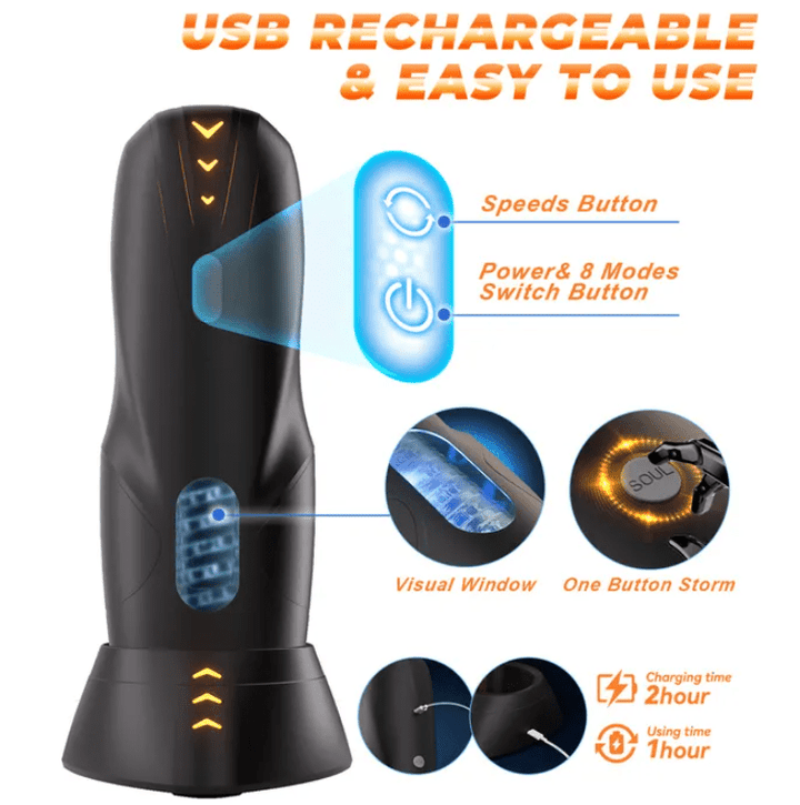 CyberSkin Galaxy Voy - Thrusting & Rotating Auto Masturbator with Heater