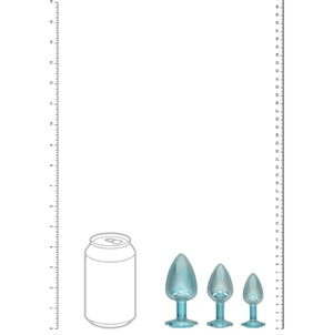 Ouch! Paris Collection - Metal Anal Plug Set with Gem Base - Metallic Blue