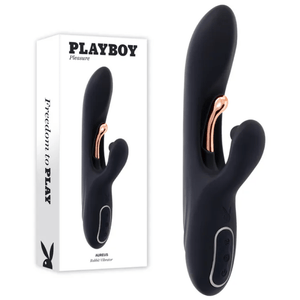 Playboy Pleasure Aureus Rabbit Vibrator with Internal Flicker - Black