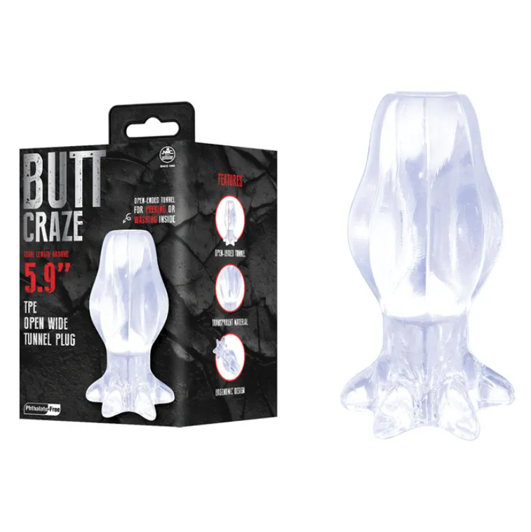 Butt Craze - Clear 15cm Hollow Butt Plug