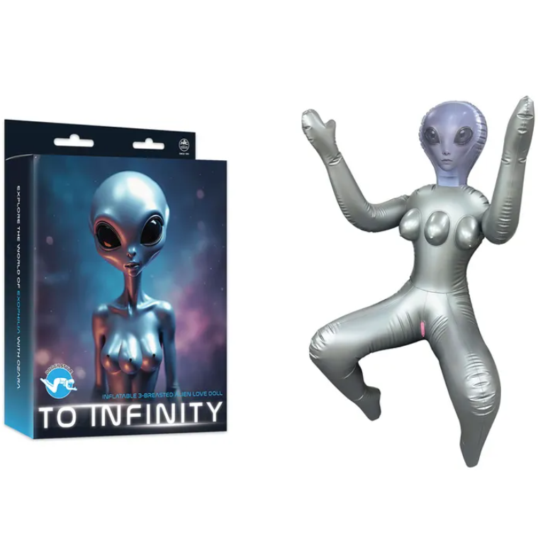 To Infinity - Silver Inflatable Squatting Alien Love Doll