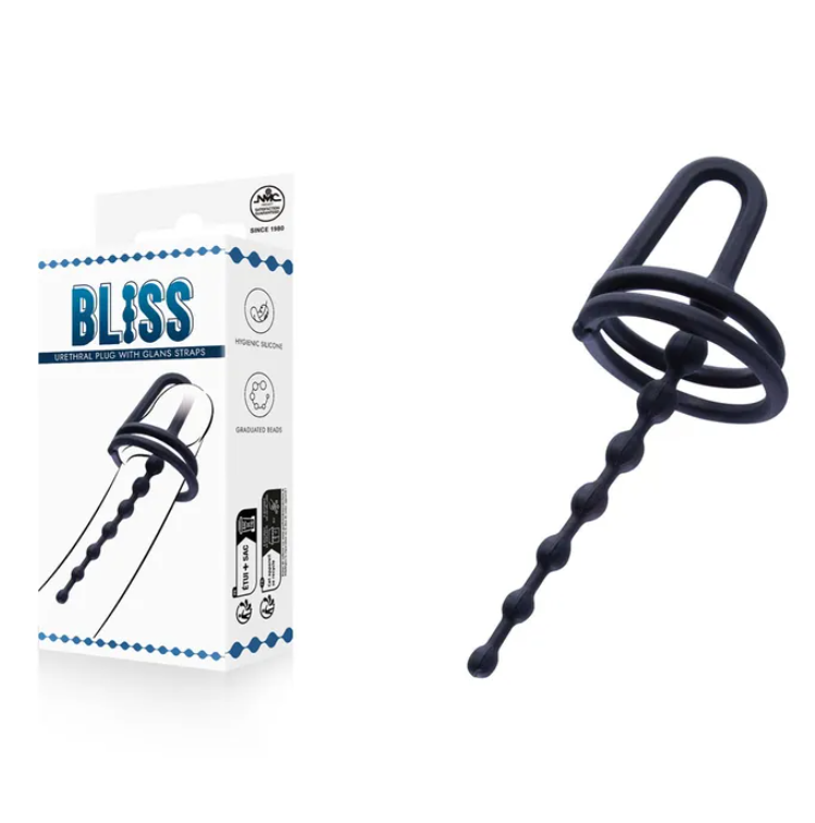 Bliss Urethral Plug with Glans Ring - Black