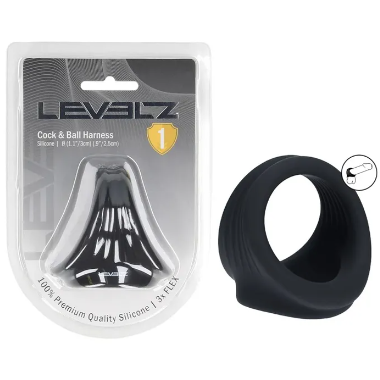 LEVELZ Silicone Cock & Ball Harness - Black