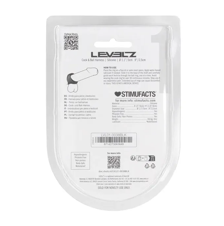 LEVELZ Silicone Cock & Ball Harness - Black