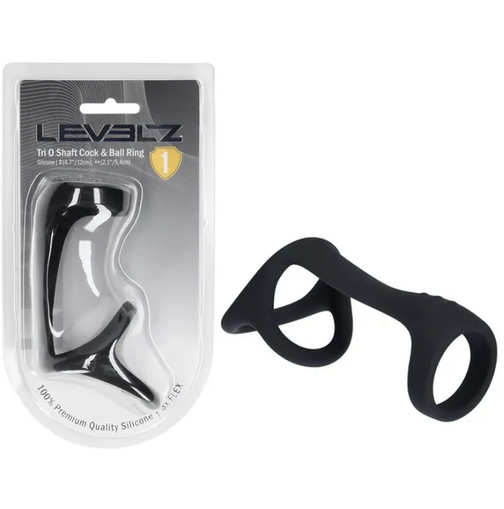 LEVELZ Tri O Silicone Shaft Cock & Ball Ring - Black