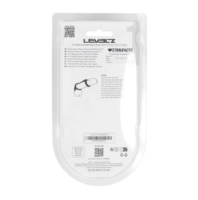 LEVELZ Tri O Silicone Shaft Cock & Ball Ring - Black