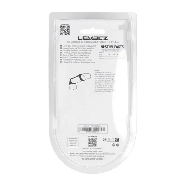 LEVELZ Tri O Silicone Shaft Cock & Ball Ring - Black