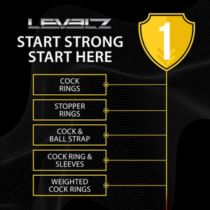 LEVELZ Silicone Cock Ring with Ribbed Sleeve - Black