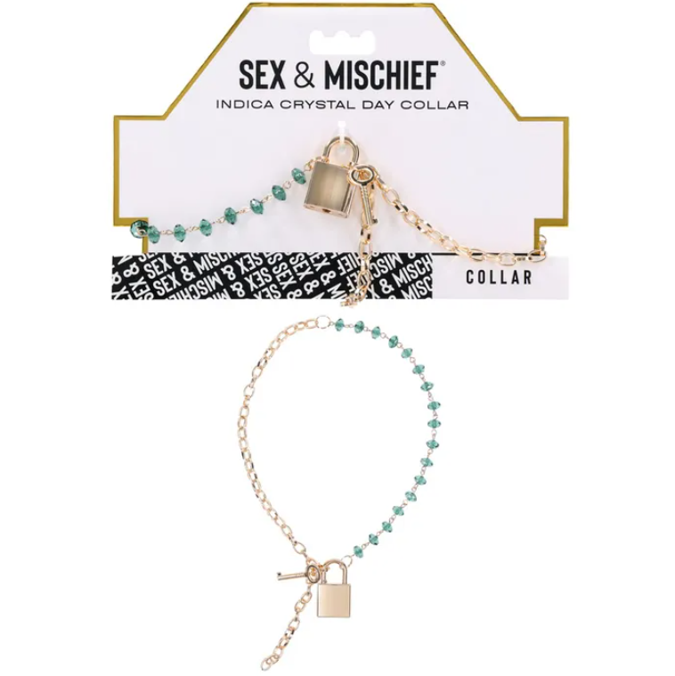 Sex & Mischief Indica Crystal Day Collar - Gold/Emerald
