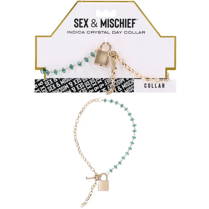 Sex & Mischief Indica Crystal Day Collar - Gold/Emerald