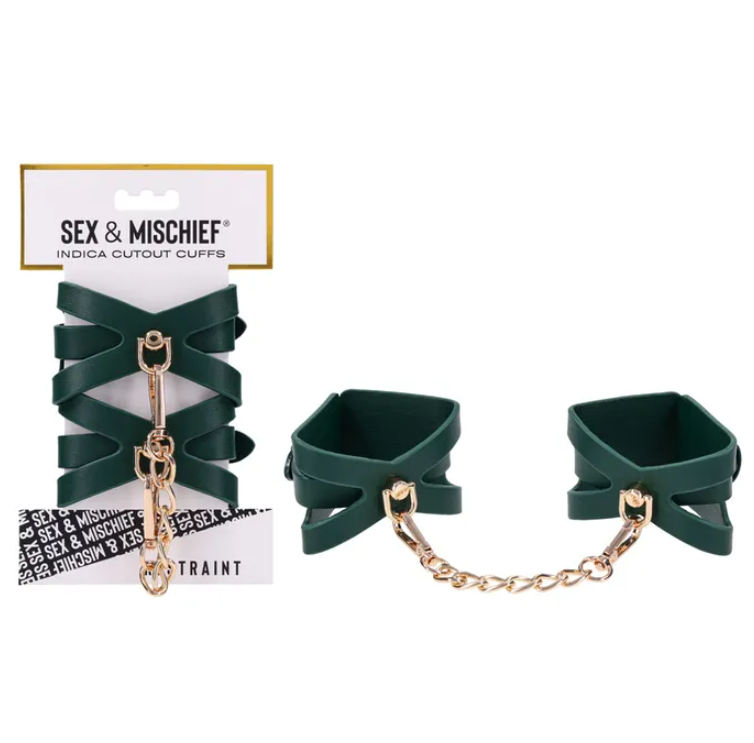 Sex & Mischief Indica Cutout Cuffs - Green/Gold