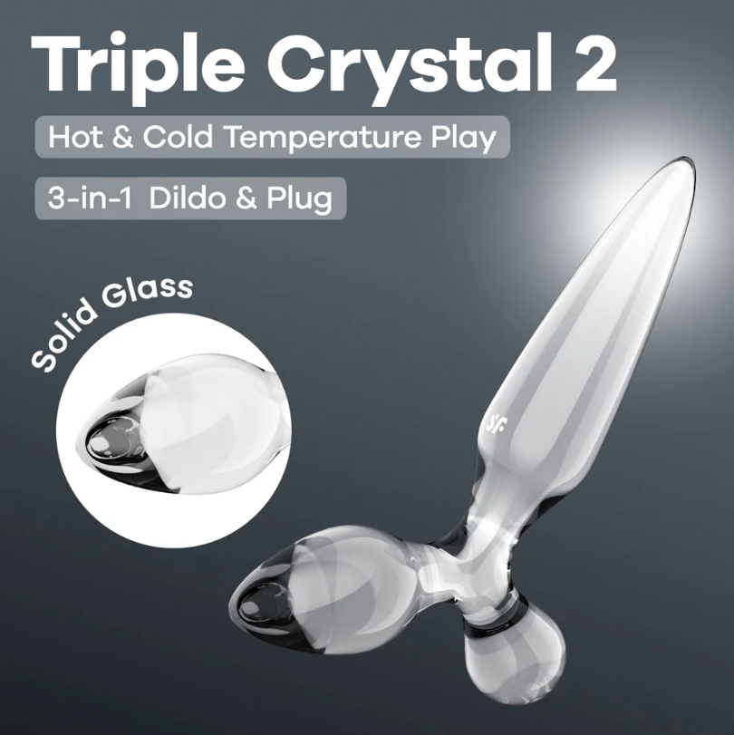 Satisfyer Triple Crystal 2 - Clear Glass 3-in-1 Butt Plug