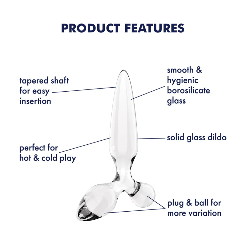 Satisfyer Triple Crystal 2 - Clear Glass 3-in-1 Butt Plug