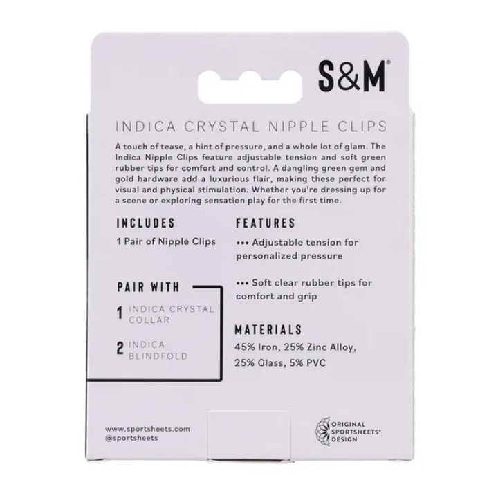 Sex & Mischief Indica Crystal Nipple Clips - Gold/Emerald