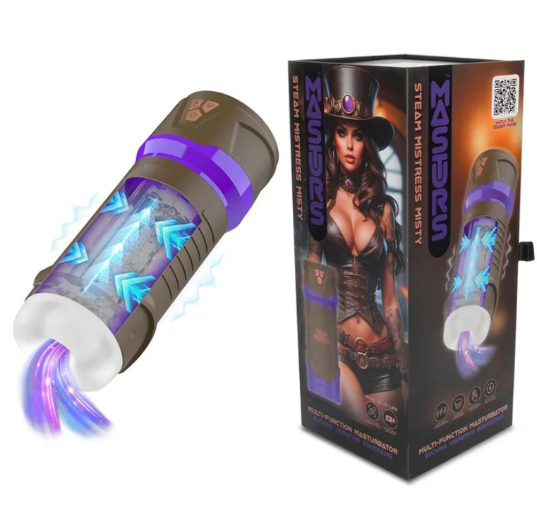 MASTURS Misty - USB Rechargeable Sucking, Vibrating & Squeezing Auto Stroker with Augmented Reality