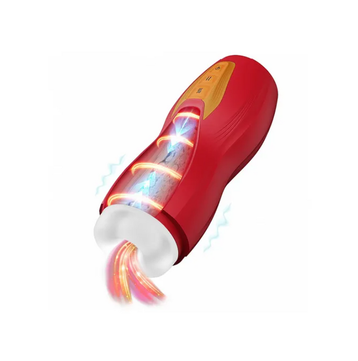 MASTURS Solara - USB Rechargeable Vibrating, Thrusting & Heating Auto Stroker with Augmented Reality