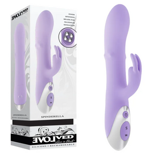 Evolved Spinderella - Rotating Beads Rabbit Vibrator- Purple