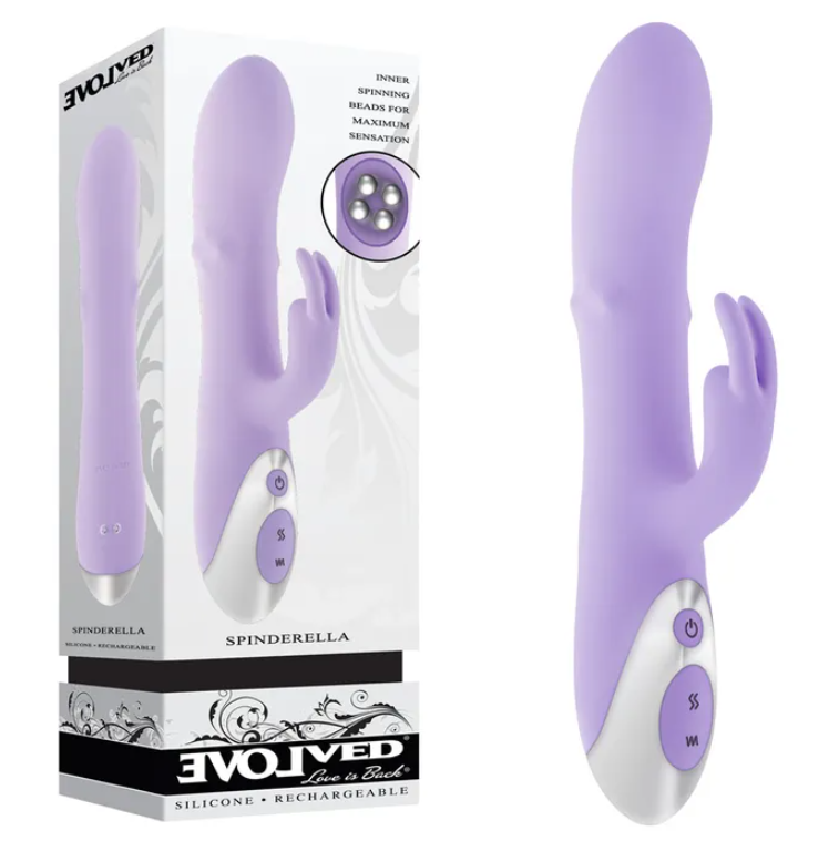 Evolved Spinderella - Rotating Beads Rabbit Vibrator- Purple