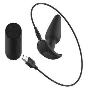 Passion Play Silicone Vibrating 10.4 cm Butt Plug with Remote - Black