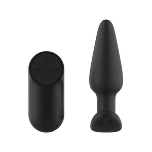 Passion Play Silicone Vibrating 10.4 cm Butt Plug with Remote - Black